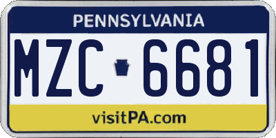 PA license plate MZC6681