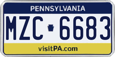 PA license plate MZC6683