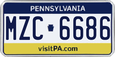 PA license plate MZC6686