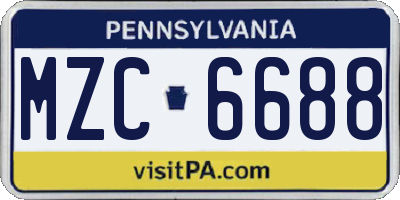 PA license plate MZC6688