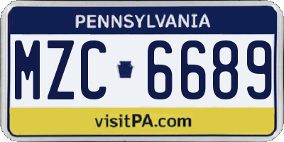 PA license plate MZC6689