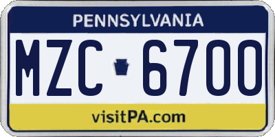 PA license plate MZC6700