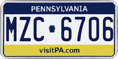 PA license plate MZC6706