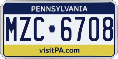 PA license plate MZC6708