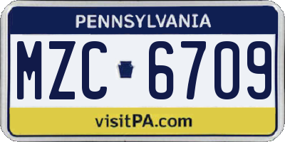 PA license plate MZC6709