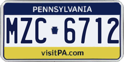 PA license plate MZC6712