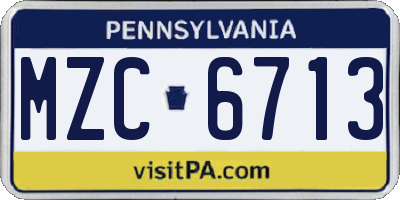 PA license plate MZC6713