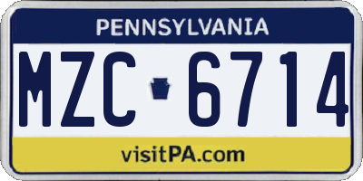 PA license plate MZC6714
