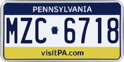 PA license plate MZC6718