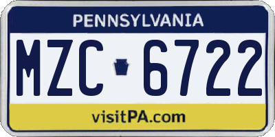 PA license plate MZC6722
