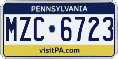 PA license plate MZC6723