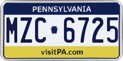 PA license plate MZC6725