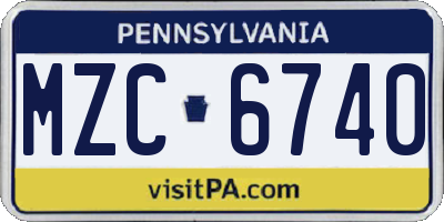 PA license plate MZC6740