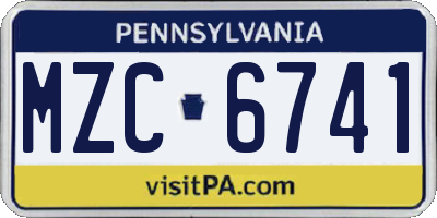 PA license plate MZC6741