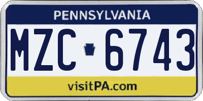 PA license plate MZC6743