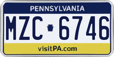 PA license plate MZC6746