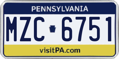 PA license plate MZC6751
