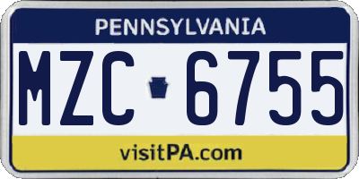 PA license plate MZC6755