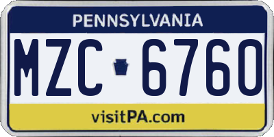 PA license plate MZC6760