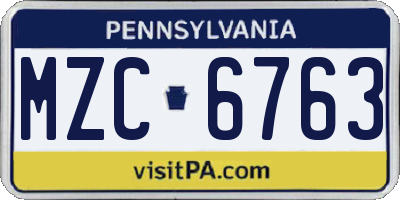 PA license plate MZC6763