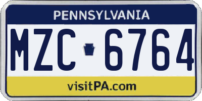 PA license plate MZC6764