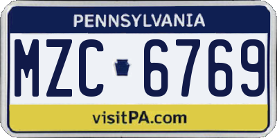 PA license plate MZC6769