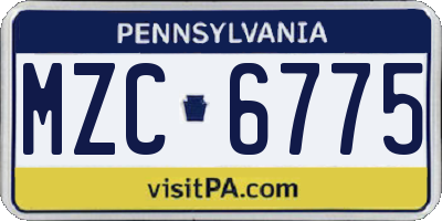 PA license plate MZC6775