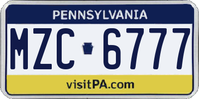 PA license plate MZC6777