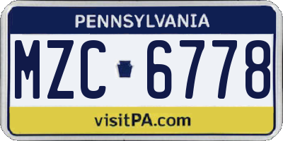 PA license plate MZC6778