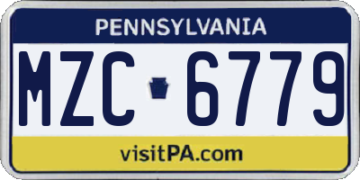 PA license plate MZC6779
