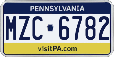 PA license plate MZC6782