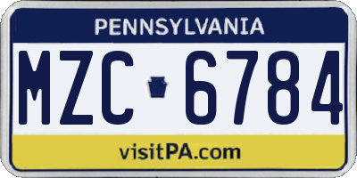 PA license plate MZC6784