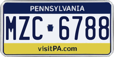 PA license plate MZC6788
