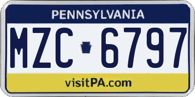 PA license plate MZC6797