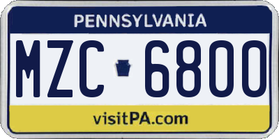 PA license plate MZC6800