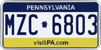 PA license plate MZC6803
