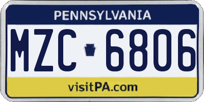 PA license plate MZC6806