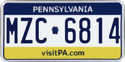 PA license plate MZC6814
