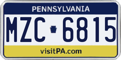 PA license plate MZC6815