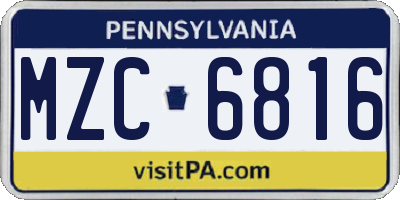 PA license plate MZC6816