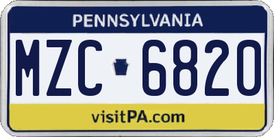 PA license plate MZC6820
