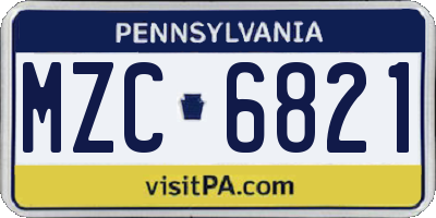 PA license plate MZC6821