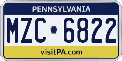 PA license plate MZC6822