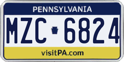 PA license plate MZC6824