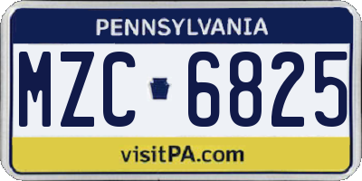 PA license plate MZC6825