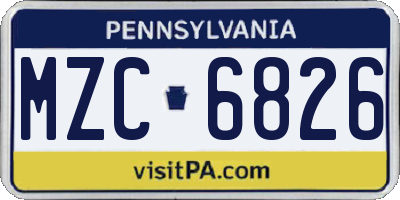 PA license plate MZC6826