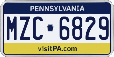 PA license plate MZC6829