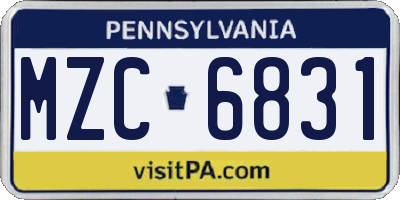 PA license plate MZC6831
