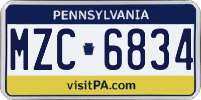 PA license plate MZC6834