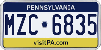 PA license plate MZC6835
